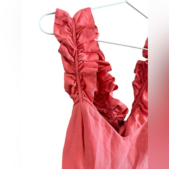 Leona by Lauren Leonard Salmon Color Ruffled Linen Dress, Size 2.  EUC! - Picture 11 of 15